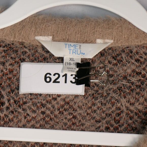 Wild Sweater Women Size XL 16-18 Brown Leopard Cheetah Big Cat Animal Fuzzy Soft - Picture 8 of 8